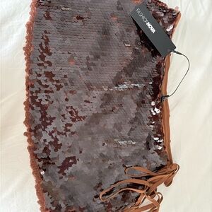 Fashion Nova Brown Sequin Skirt